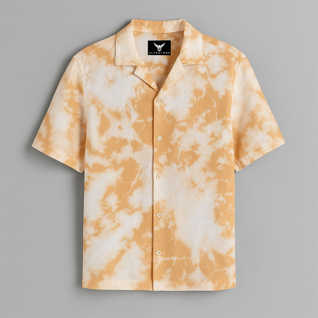 Orange Printed Half Sleeve Shirt