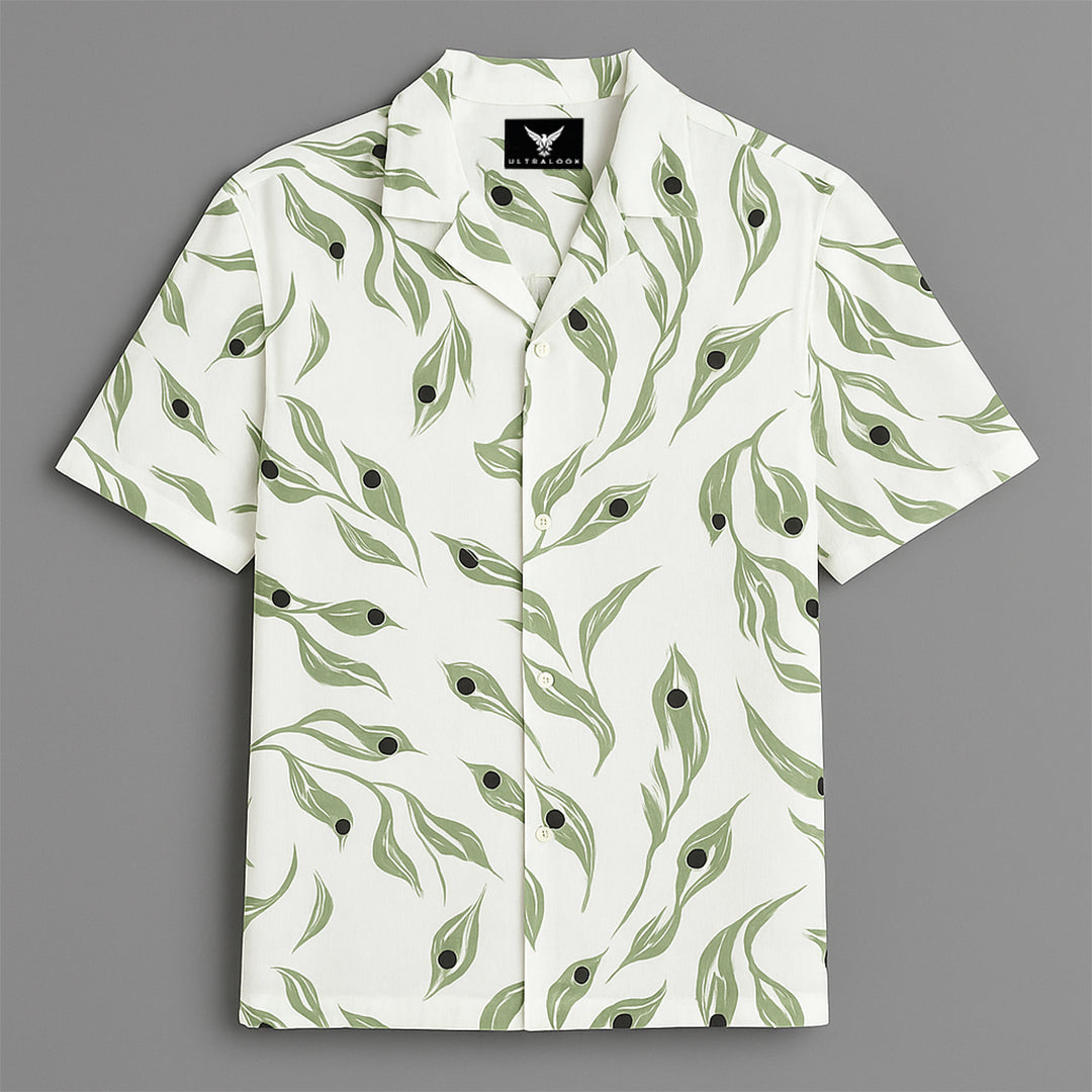 White Printed Half Sleeve Shirt