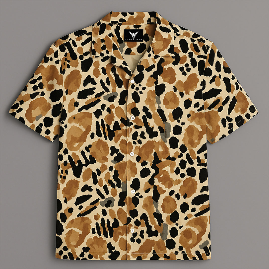 Brown Printed Half Sleeve Shirt