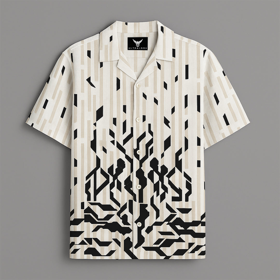 Off White Printed Half Sleeve Shirt