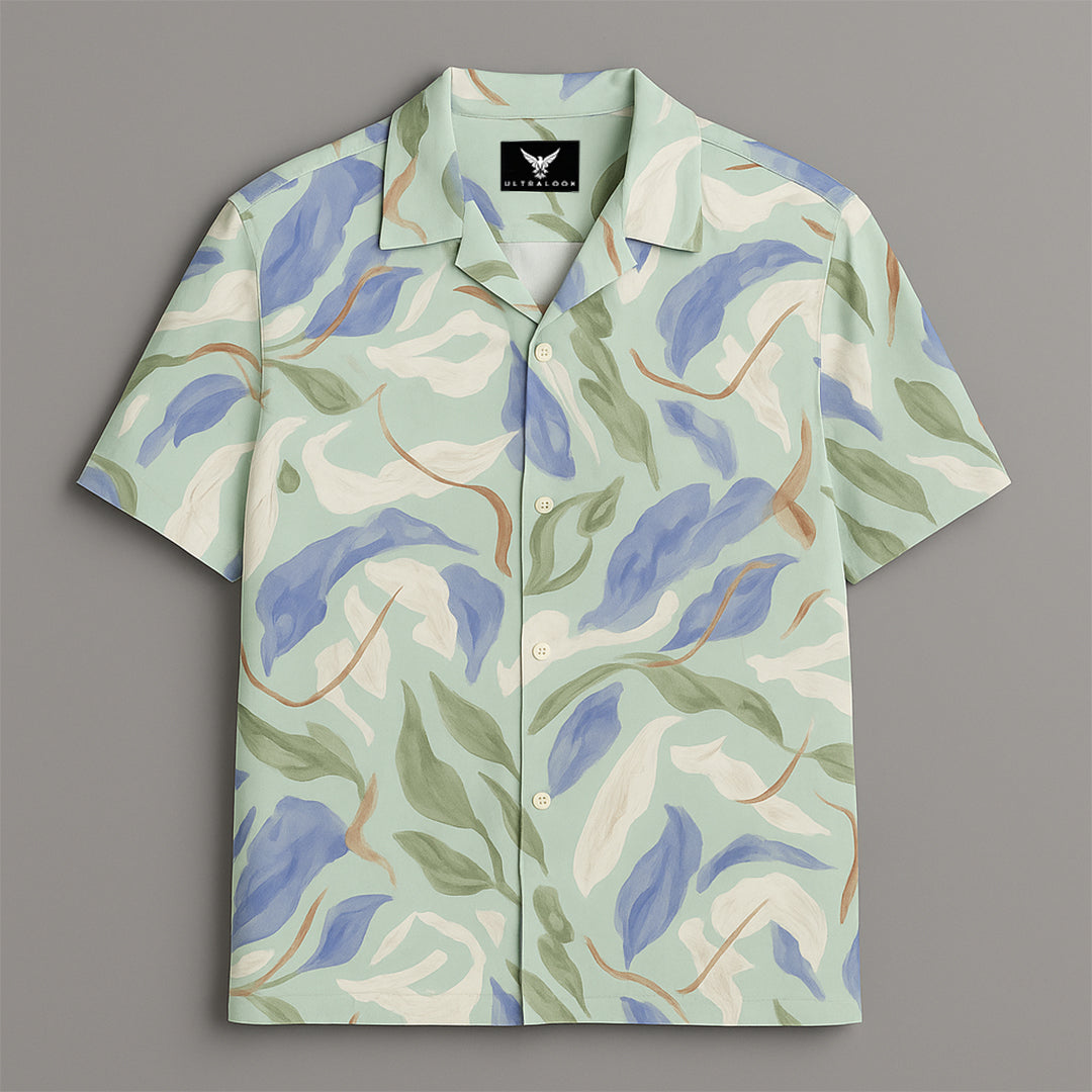 Green Leaf Printed Half Sleeve Shirt