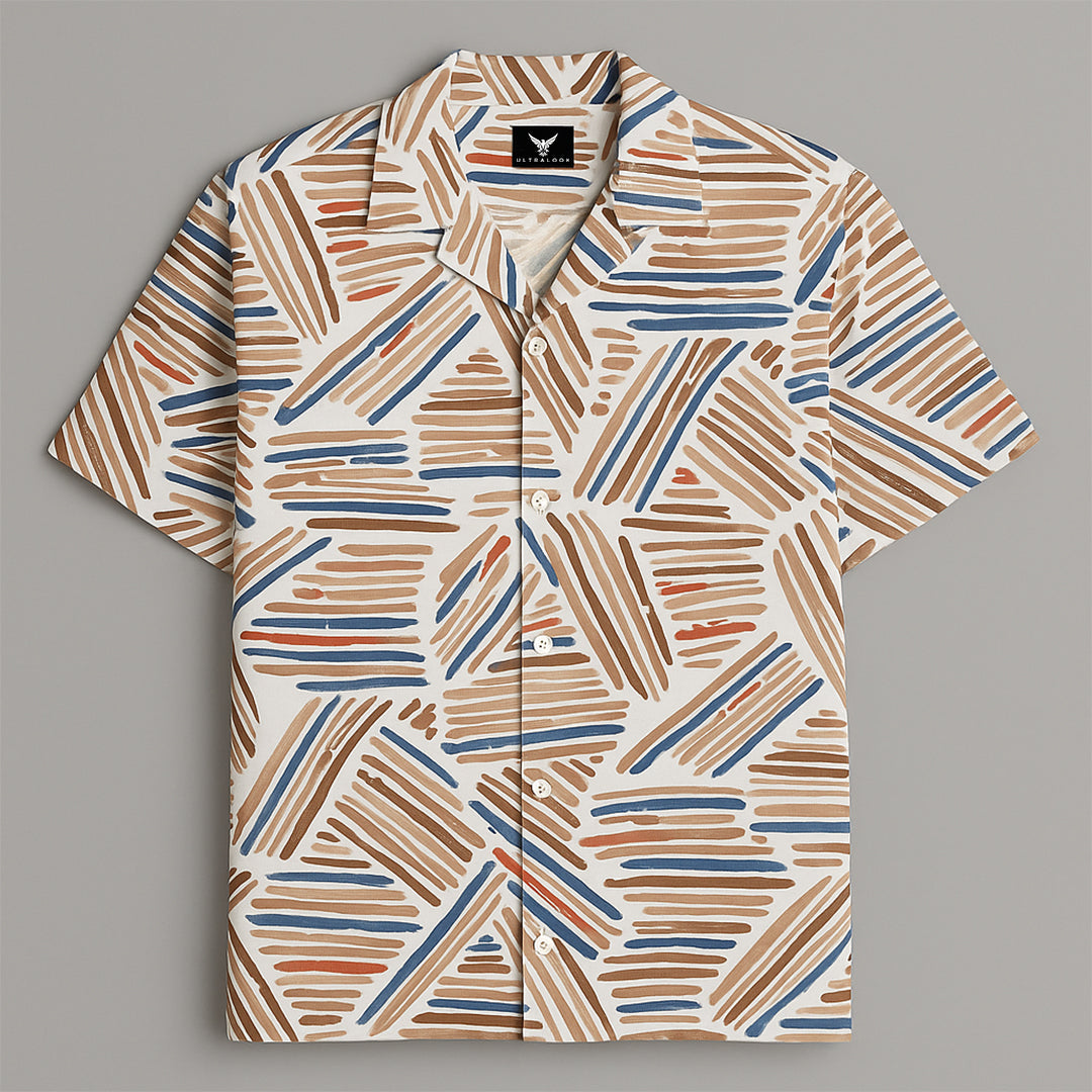 Beige Printed Half Sleeve Shirt