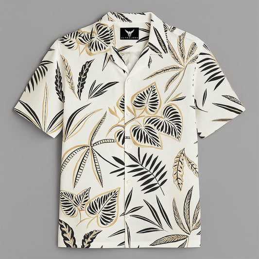 Off White Printed Half Sleeve Shirt