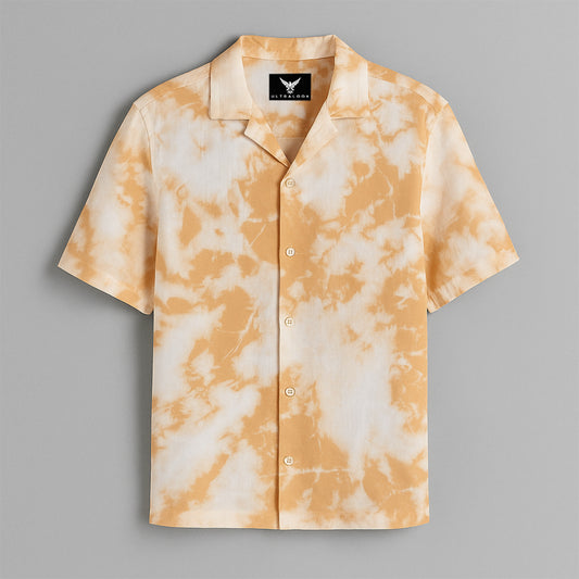 Orange Printed Half Sleeve Shirt