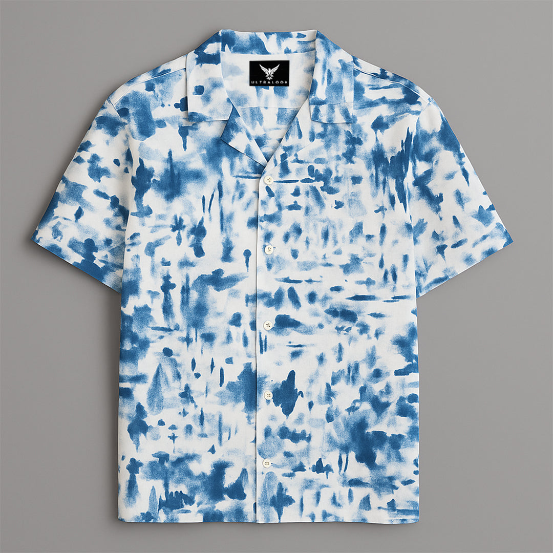 Blue Printed Half Sleeve Shirt