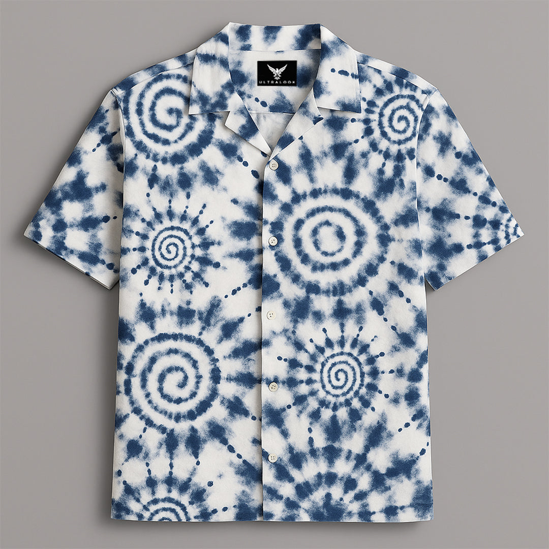 Navy Blue Printed Half Sleeve Shirt
