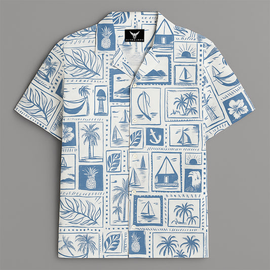 White Printed Half Sleeve Shirt