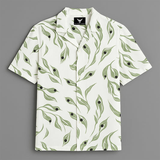White Printed Half Sleeve Shirt