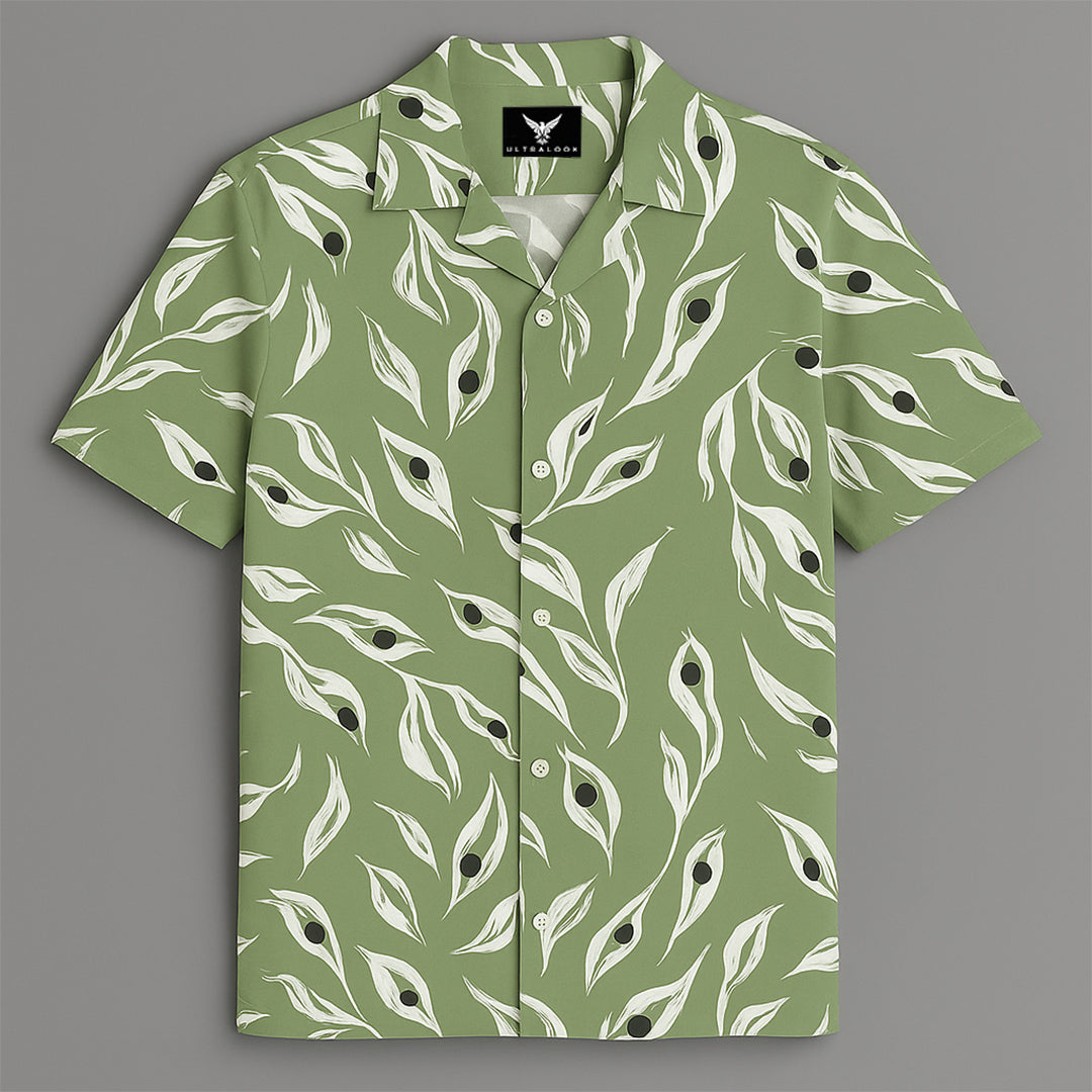 Green Printed Half Sleeve Shirt