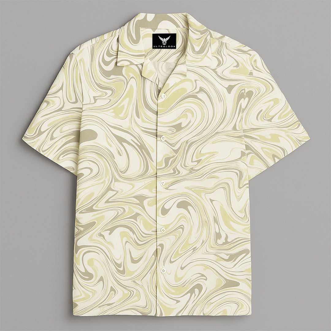 Yellow Marble Printed Half Sleeve Shirt – My Store