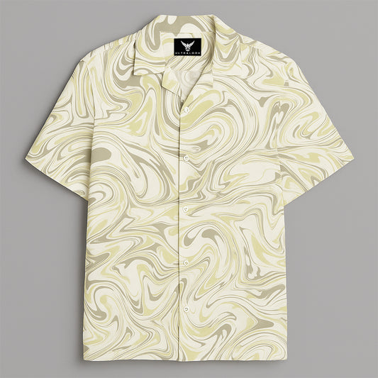 Yellow Marble Printed Half Sleeve Shirt