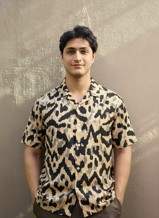 Black Printed Half Sleeve Shirt