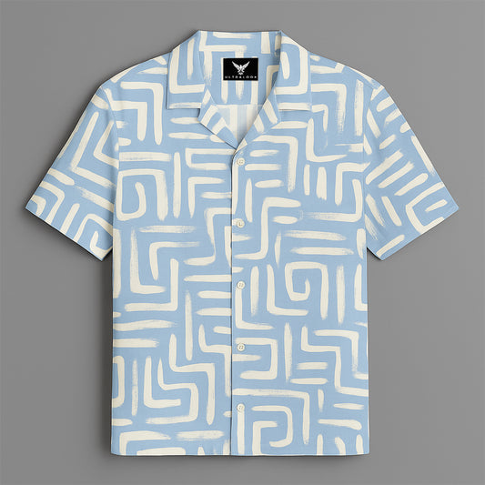 Sky Blue Printed Half Sleeve Shirt