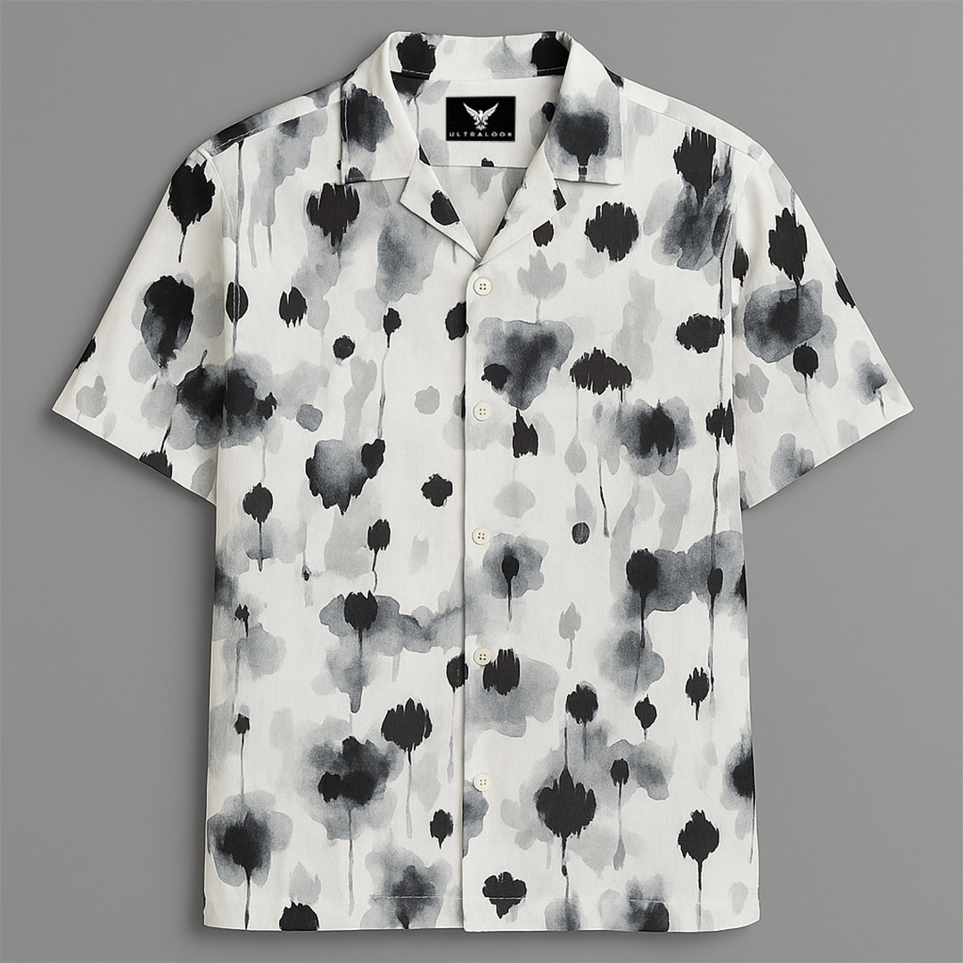 Grey Printed Half Sleeve Shirt