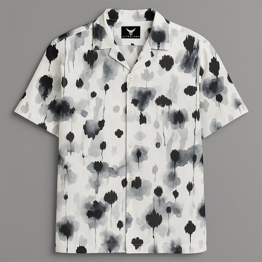 Grey Printed Half Sleeve Shirt