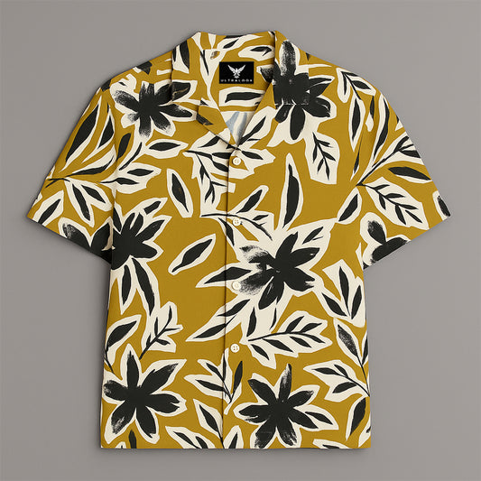 Mustard Printed Half Sleeve Shirt