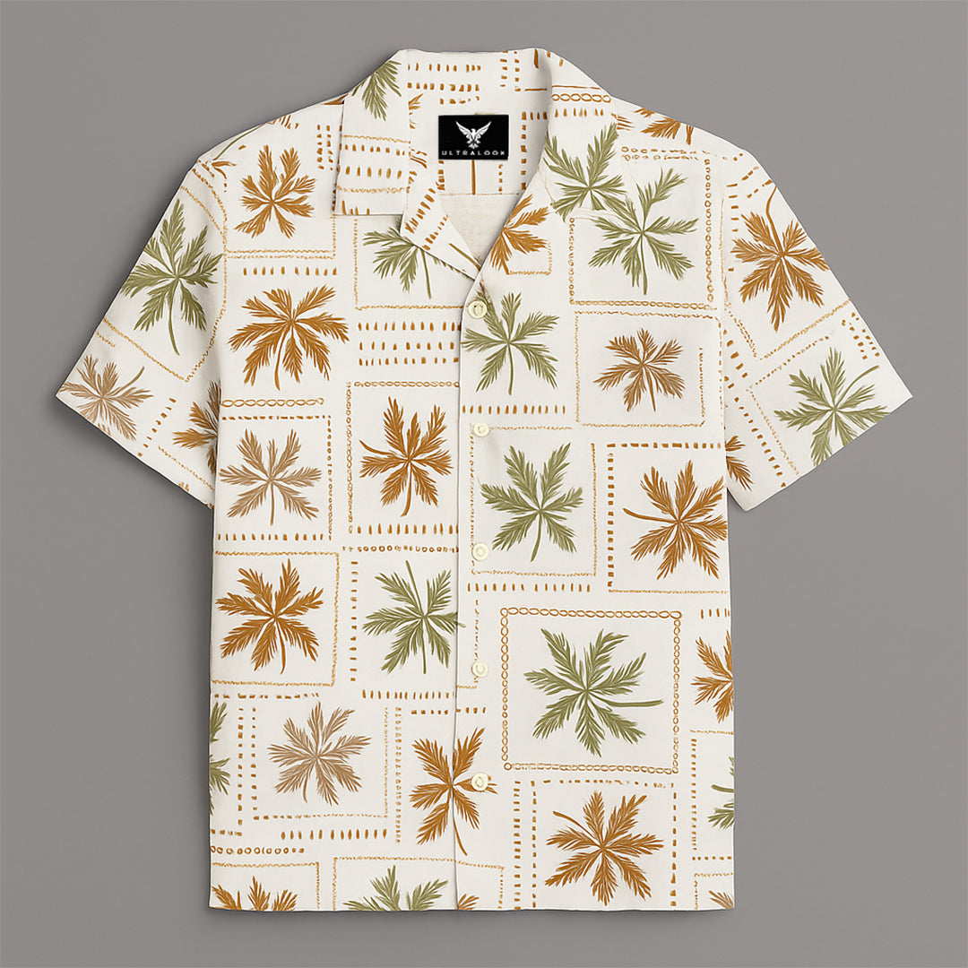 White Printed Half Sleeve Shirt