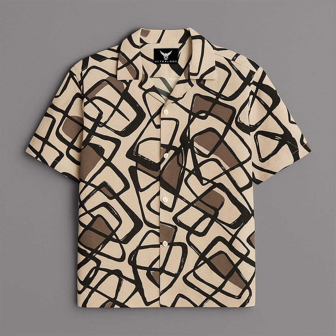 Brown Printed Half Sleeve Shirt
