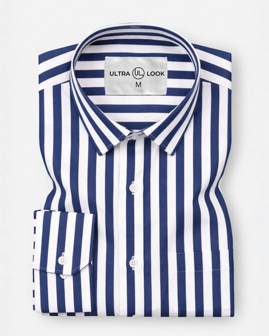 Blue And White Striped Printed Shirt